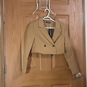 Women's Tan Double-Breasted Blazer
